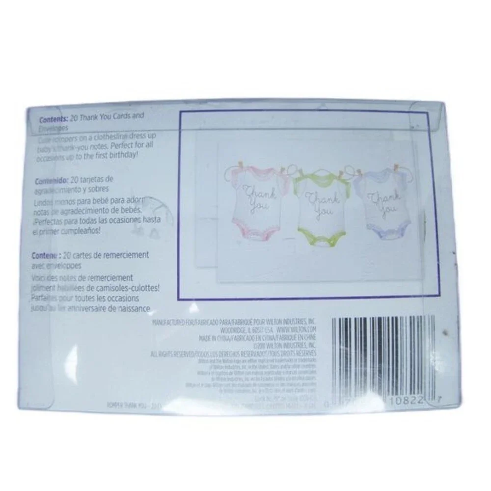 Wilton Thank You Cards Blank Notes 55 Ct Rompers Clothesline Baby Shower Gift